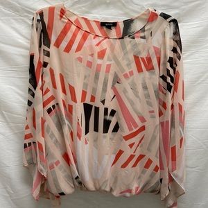 Alfani coral, black print blouse